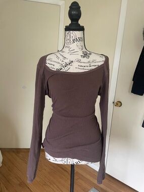 Y2K Mossimo Supply & Co Off The Shoulder Cotton Long Sleeve Womens L